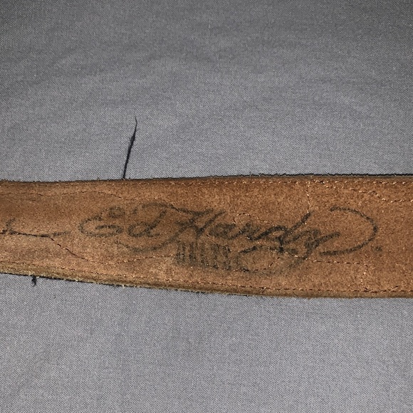 Y2K VINTAGE- Ed Hardy Genuine Leather Black and Tan Belt For Men - Picture 2 of 10